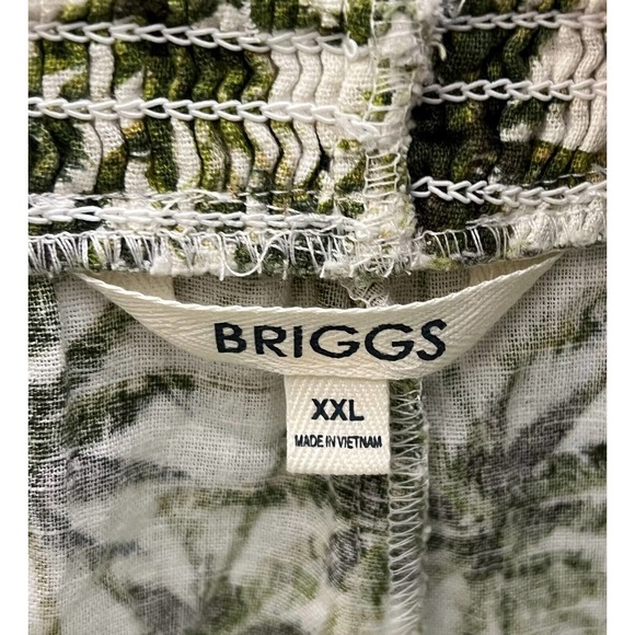 Briggs Elastic Waist Linen Blend Shorts Womens XXL Green Palm Tree Pockets NWT - Picture 3 of 14